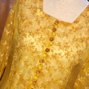 Classy Yellow Salwar Kameez Kurta w/Dupatta lining
